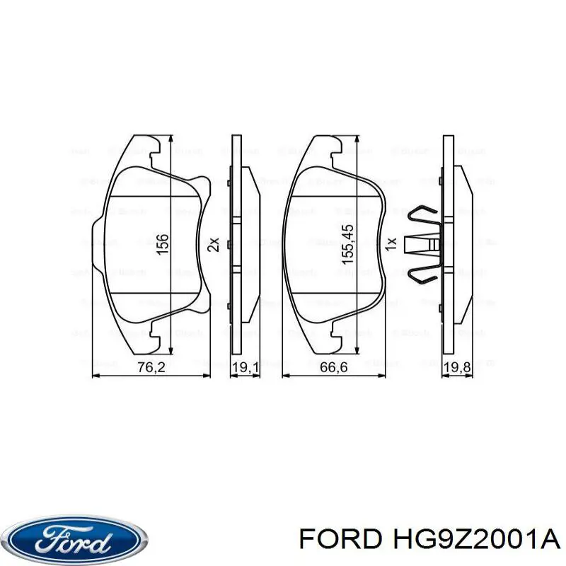 Колодки гальмівні передні, дискові HG9Z2001A Ford