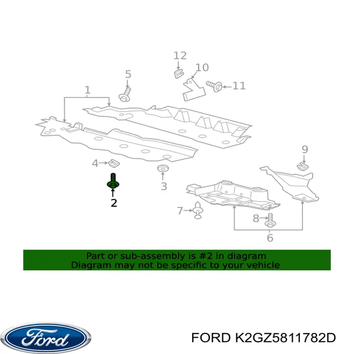 K2GZ5811782D Ford Захист днища, лівий