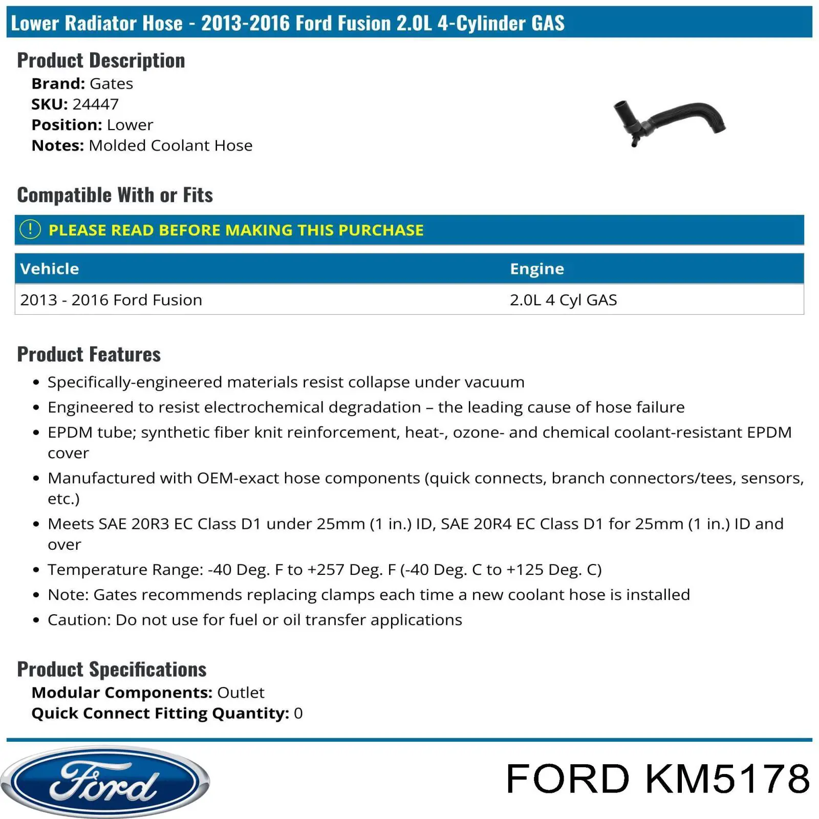 Шланг/патрубок радіатора охолодження, нижній Ford DG9Z8286E ціна, від 57.93 USD