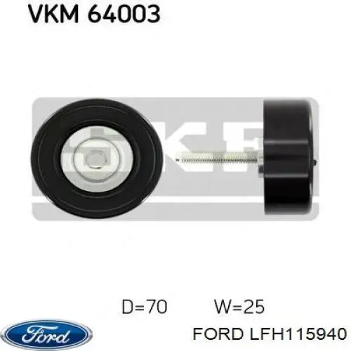 Ролик приводного ременя, паразитний Ford LFH115940 ціна, від 15.85 USD