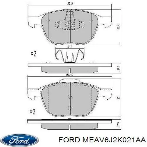 Купити MEAV6J2K021AA Ford Колодки гальмівні передні, дискові