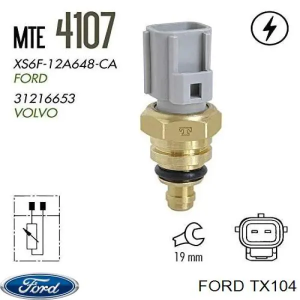 Термодатчик охолоджуючої рідини Ford TX104 ціна, від 6.29 USD