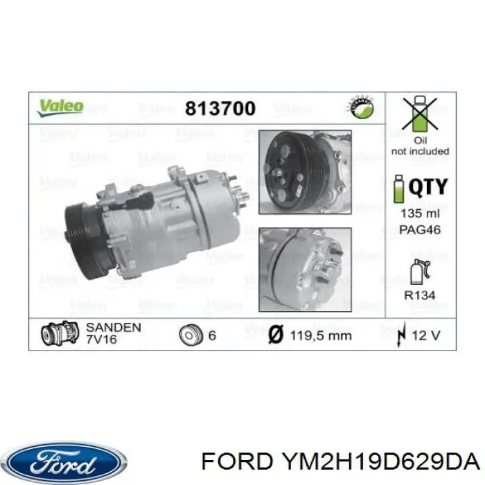 Компресор кондиціонера YM2H19D629DA Ford