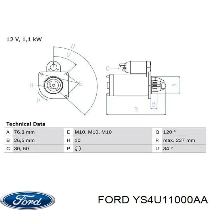YS4U11000AA Ford стартер