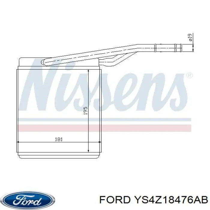 YS4Z18476AB Ford радіатор пічки (обігрівача)