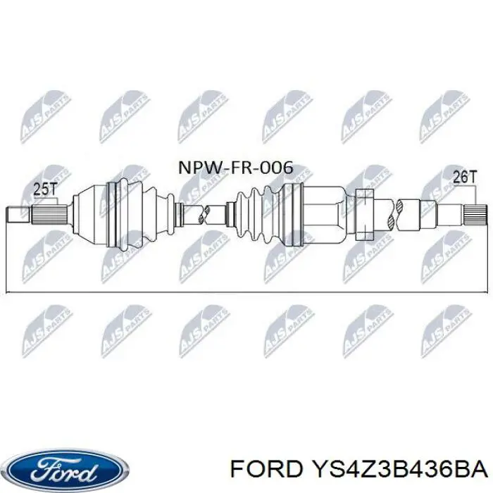 Піввісь передня, права Ford YS4Z3B436BA ціна, від 72.69 USD