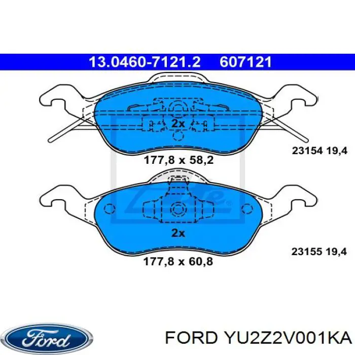 Гальмівні колодки Ford YU2Z2V001KA ціна, від 18.07 USD