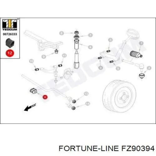 Купити FZ90394 Fortune Line Подушка стабілізатора передня