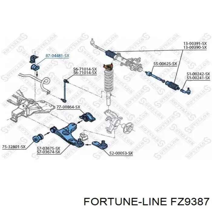 Втулка стабілізатора переднього FZ9387 Fortune Line