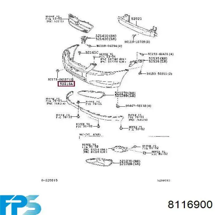Бампер на авто FPS 8116900 ціна, від 70.25 USD