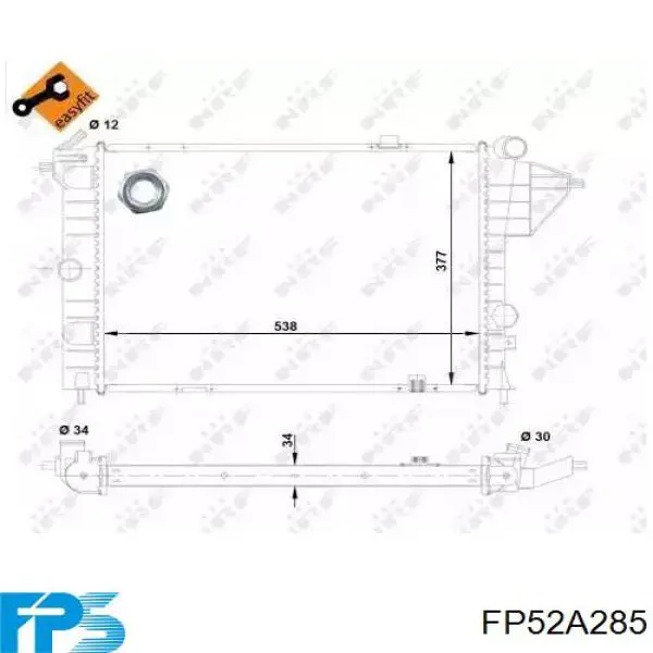 Радіатор охолодження двигуна FP52A285 FPS