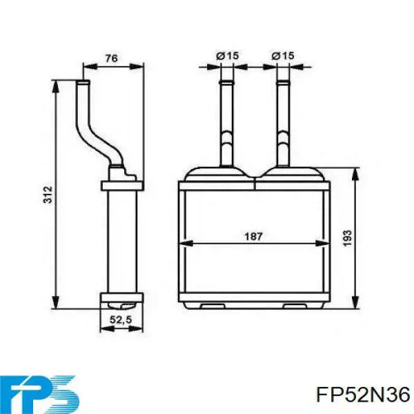 FP52N36 FPS Радіатор опалювача салону