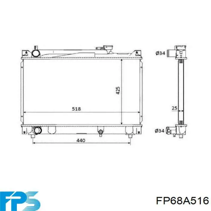 FP68A516 FPS Радіатор охолодження двигуна