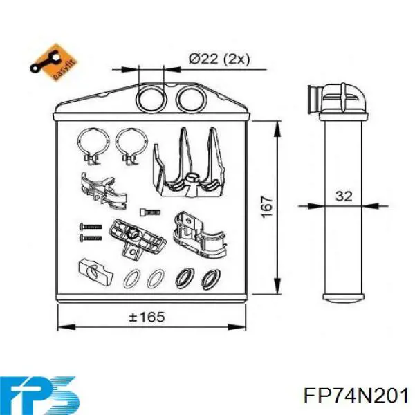 Купити FP74N201 FPS Радіатор пічки (обігрівача), задній