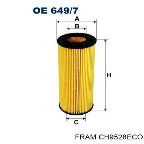 Масляний фільтр двигуна Fram CH9528ECO ціна, від 7.36 USD