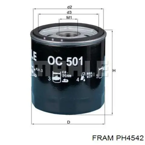 PH4542 Fram фільтр масляний