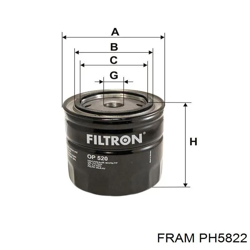 PH5822 Fram фільтр масляний