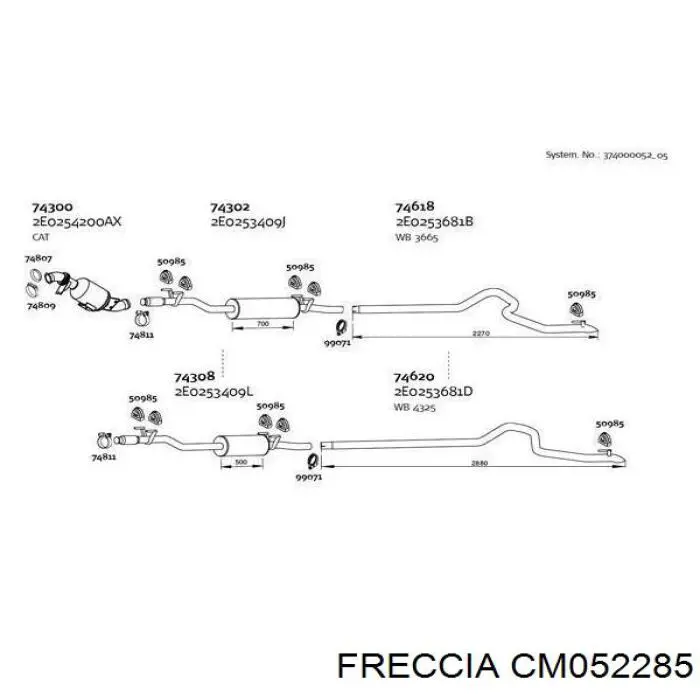 CM052285 Freccia розподільний вал двигуна випускний