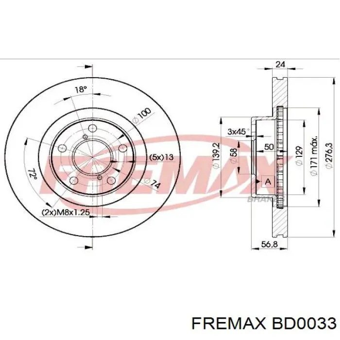 Купити BD0033 Fremax Ротор гальмівний