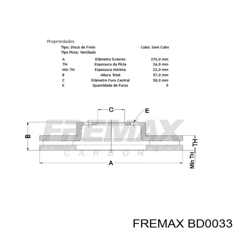 Диск переднього гальма Fremax BD0033 ціна, від 39.55 USD