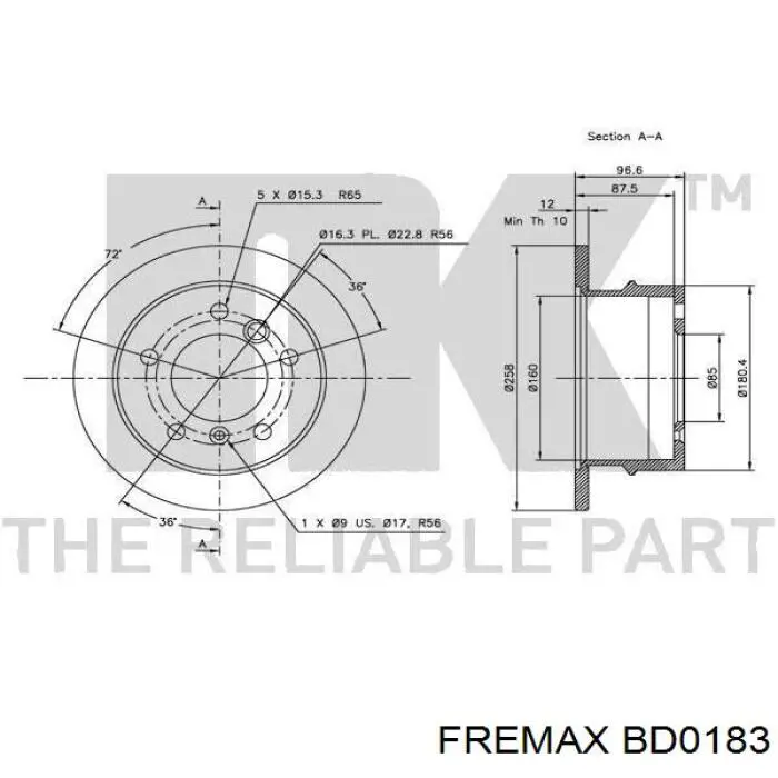 Купити BD0183 Fremax Диск заднього гальма