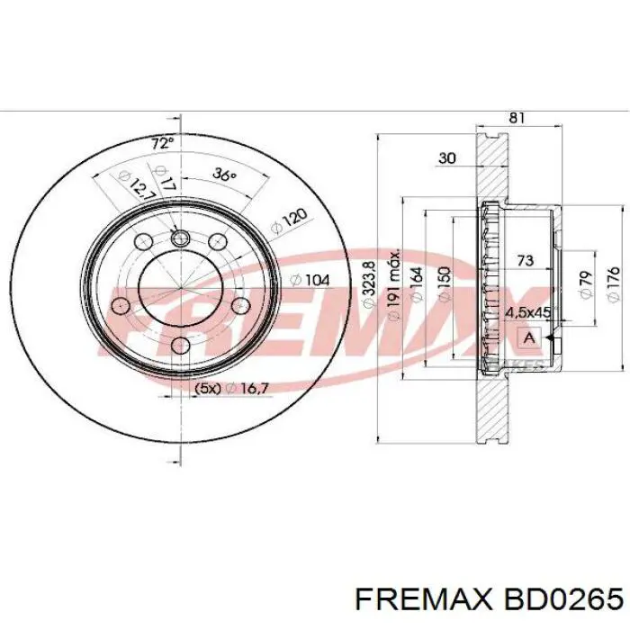 BD0265 Fremax диск гальмівний передній