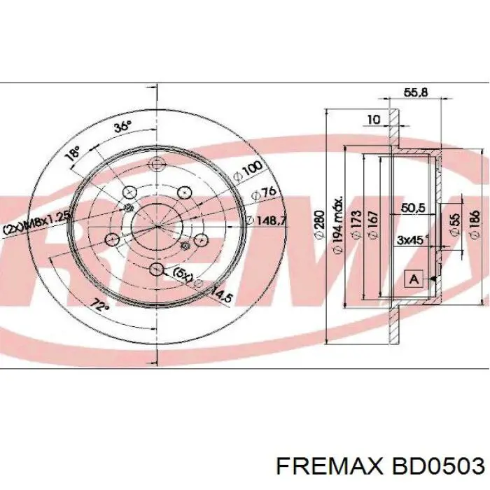 Диск гальмівний задній BD0503 Fremax