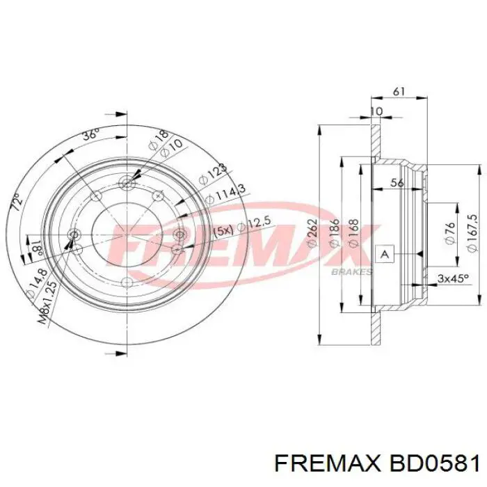 Купити BD0581 Fremax Диск заднього гальма