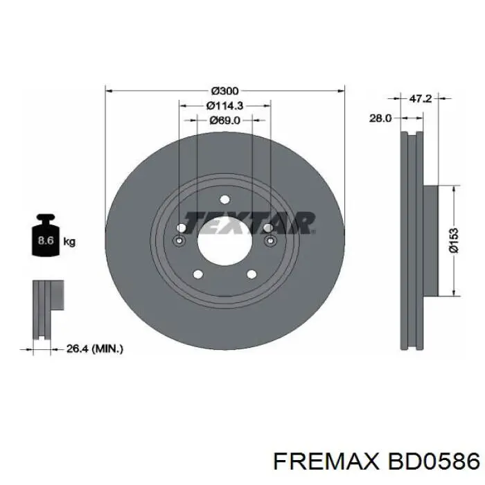 Гальмівні диски передні BD0586 Fremax
