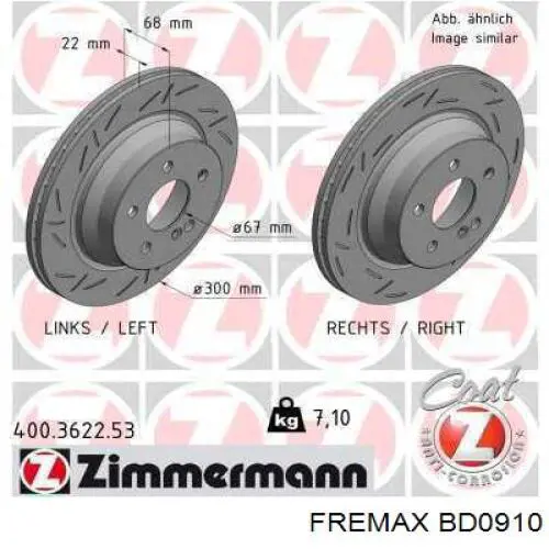 Диск гальмівний задній Fremax BD0910