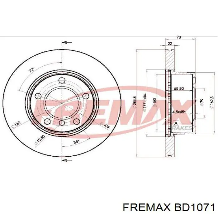 BD1071 Fremax диск гальмівний передній