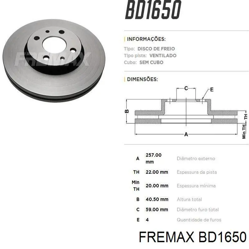 Гальмівні диски передні BD1650 Fremax