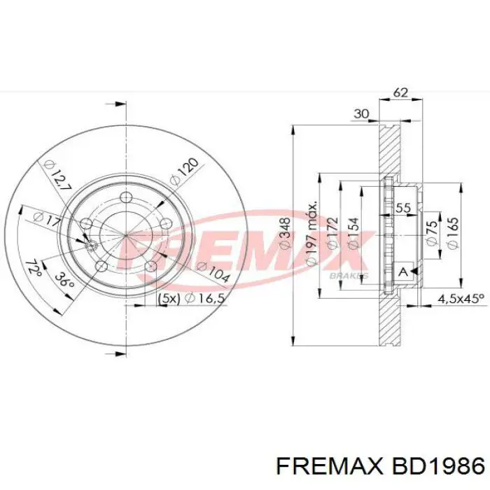 Купити BD1986 Fremax Ротор гальмівний
