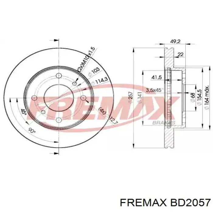 Диск переднього гальма Fremax BD2057 ціна, від 50.09 USD