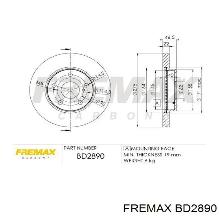 Диск переднього гальма Fremax BD2890 ціна, від 42.67 USD