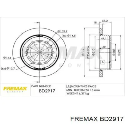 Задні дискові гальма Fremax BD2917 ціна, від 65.37 USD