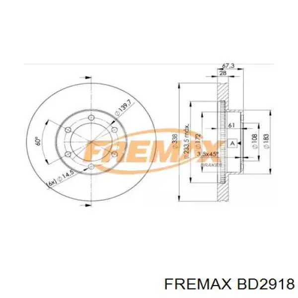 BD2918 Fremax диск гальмівний передній