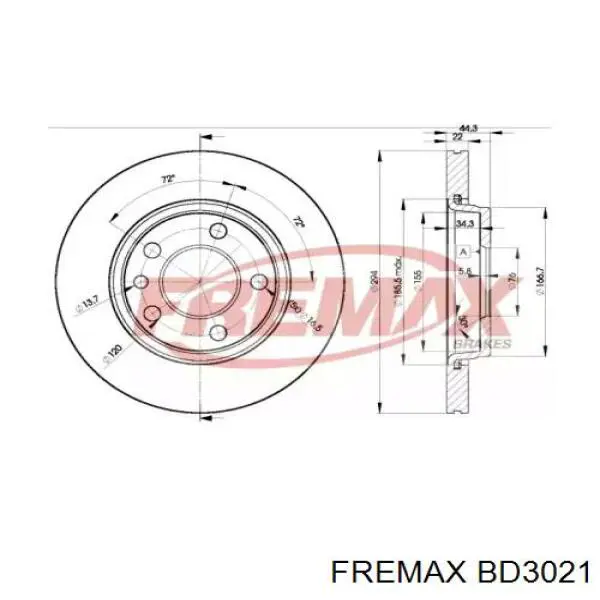 Купити BD3021 Fremax Диск заднього гальма