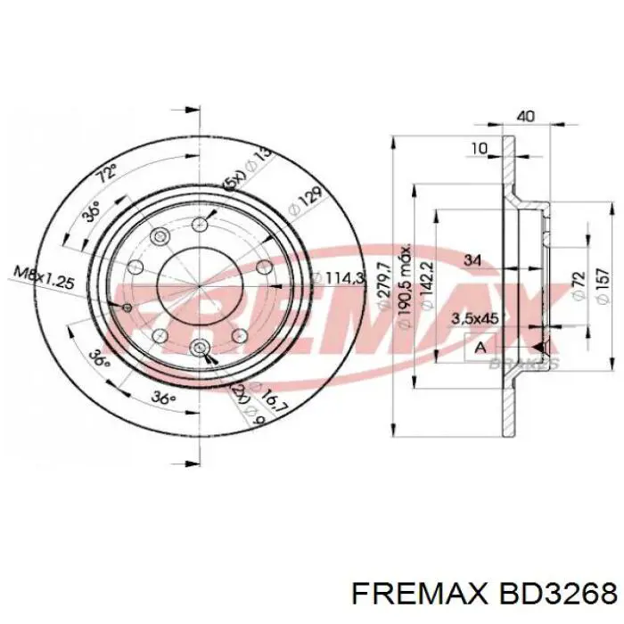 BD3268 Fremax диск гальмівний задній