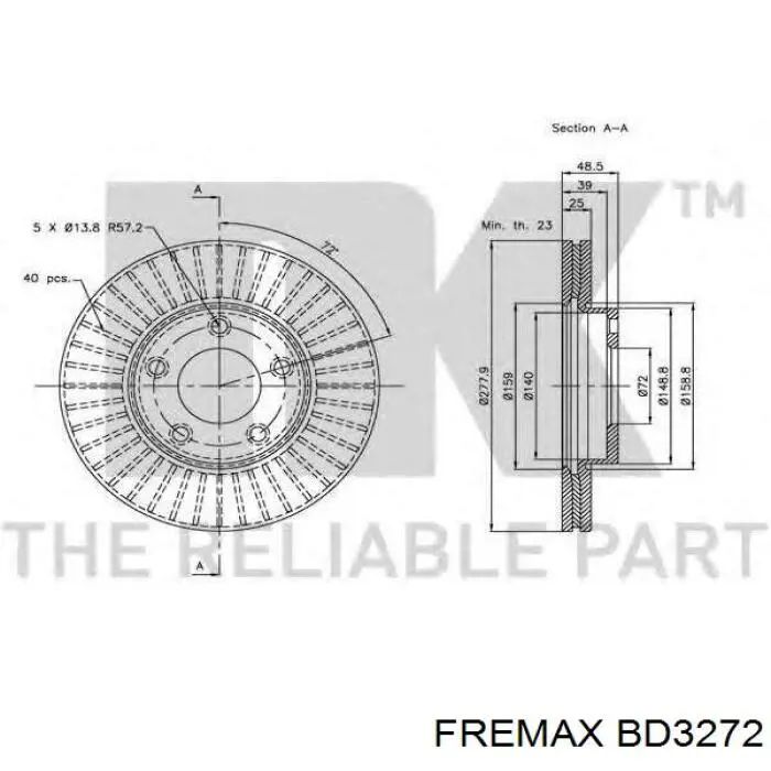 Гальмівні диски передні BD3272 Fremax