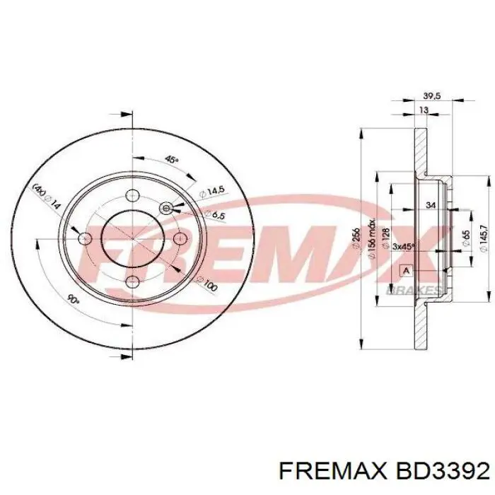 Диск гальмівний передній BD3392 Fremax