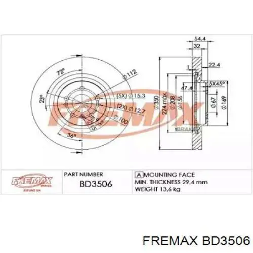 BD3506 Fremax диск гальмівний передній