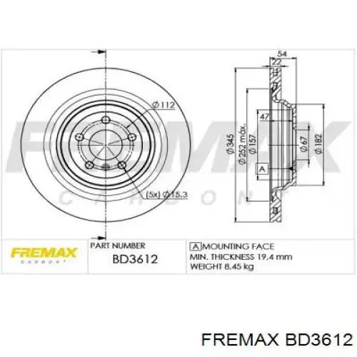 Диск гальмівний задній BD3612 Fremax