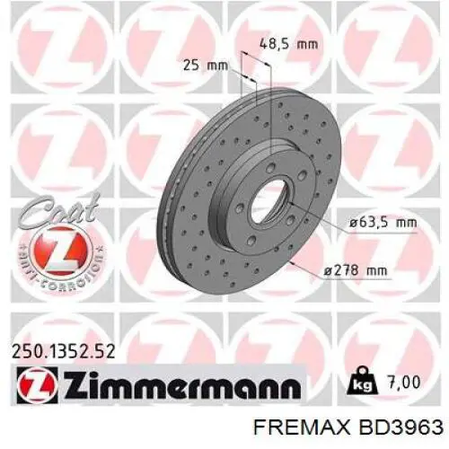 Купити BD3963 Fremax Ротор гальмівний