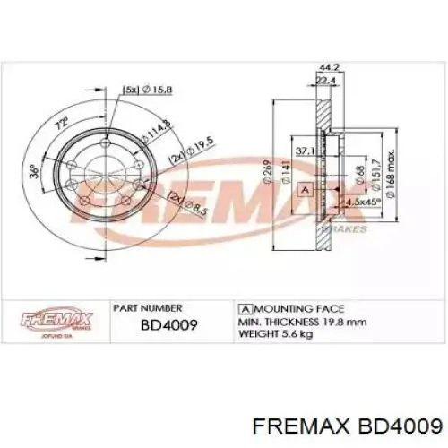 Диск переднього гальма Fremax BD4009 ціна, від 43.74 USD