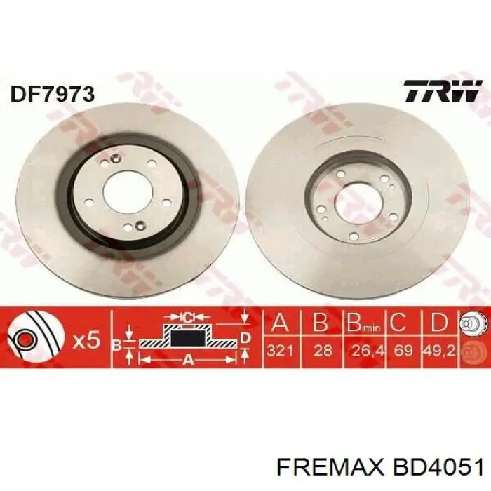 BD4051 Fremax Гальмо дискове переднє