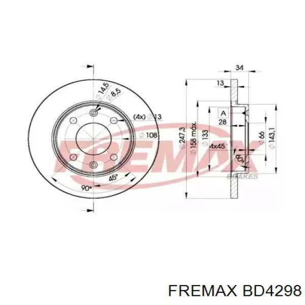 Диск переднього гальма Fremax BD4298 ціна, від 27.71 USD