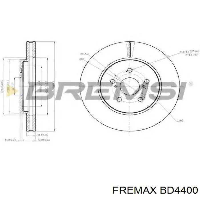 Диск гальмівний передній Fremax BD4400