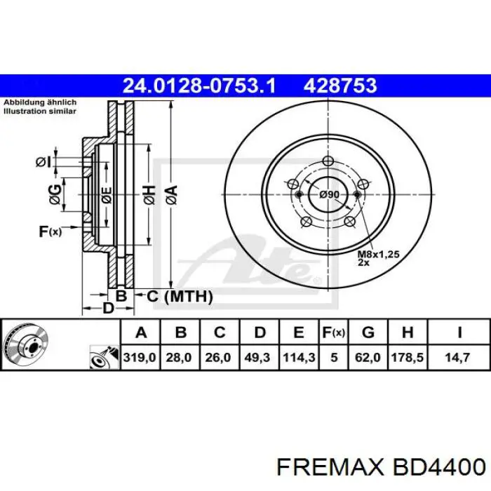 BD4400 Fremax Гальмо дискове переднє
