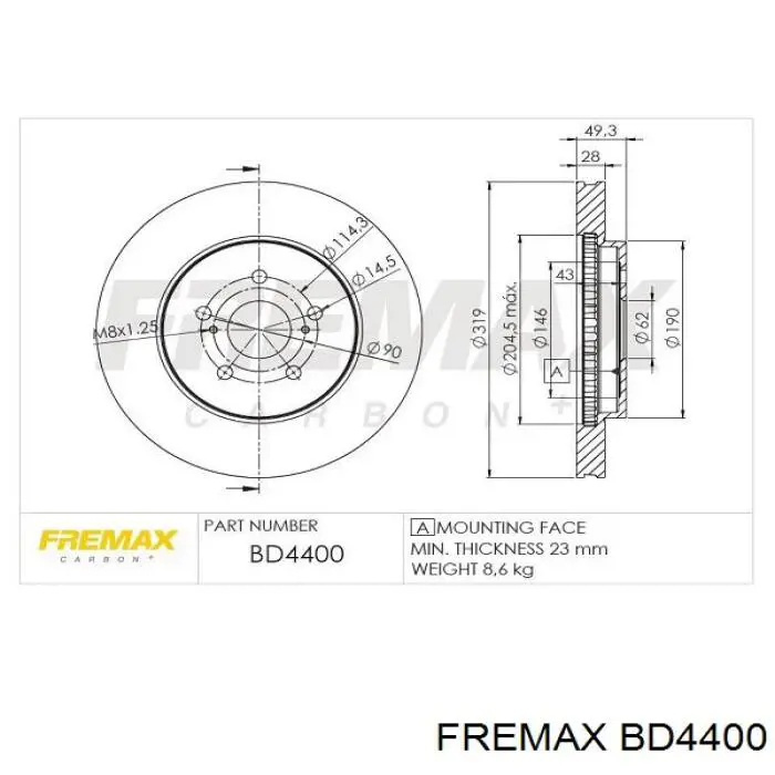 Диск переднього гальма Fremax BD4400 ціна, від 53.84 USD